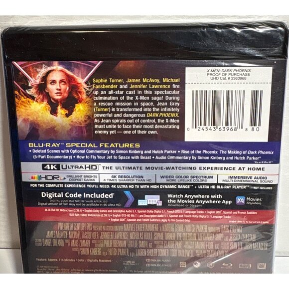 X-Men Dark Phoenix DVD 4K Ultra HD + Blu-Ray + Digital Code - Picture 3 of 4
